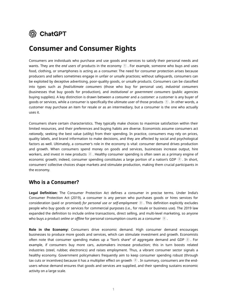 Understanding Consumer Rights and Roles | PDF | Consumer Protection | Goods