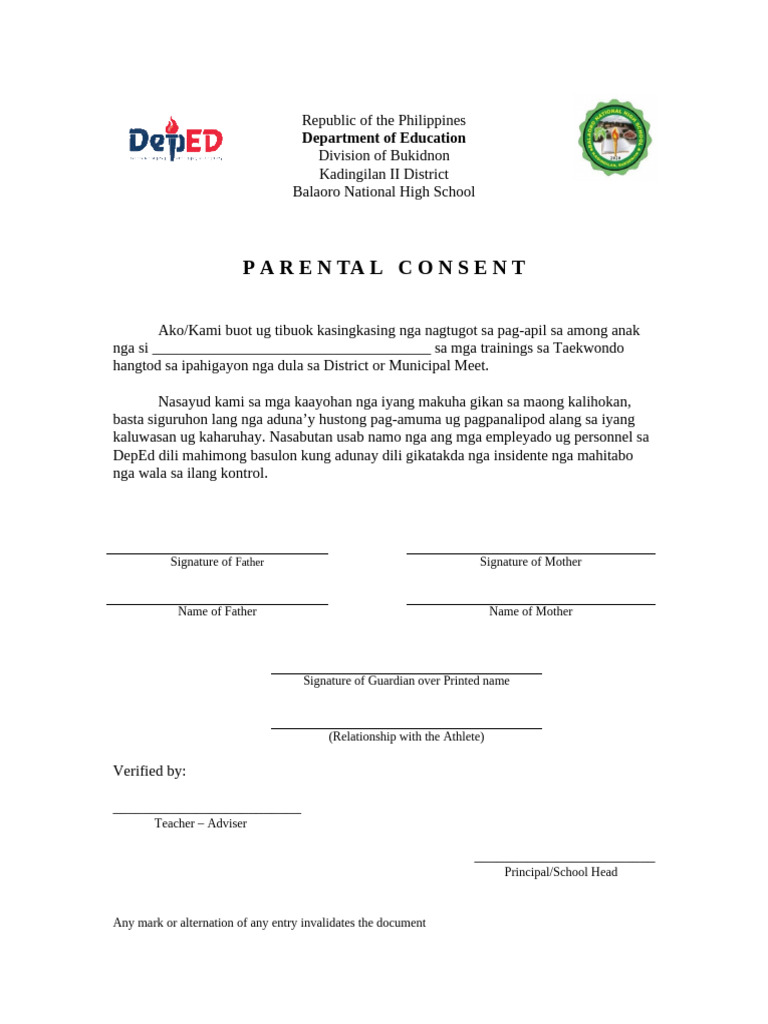 Parental Consent 1 | PDF