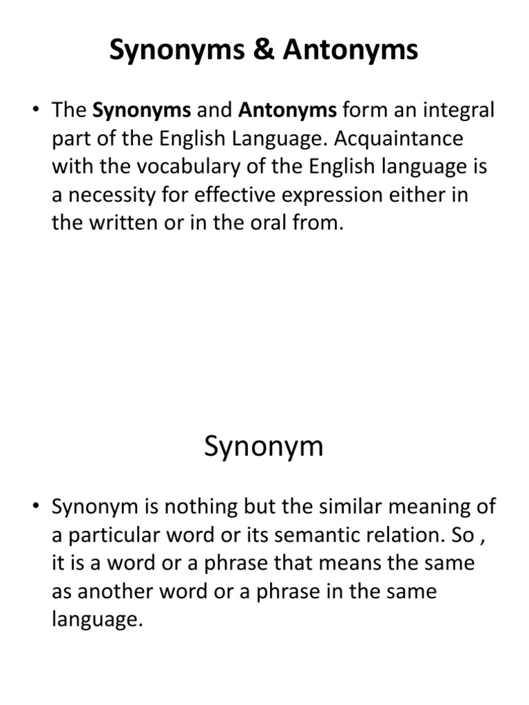 Synonyms Antonyms Homonyms Idioms 1word Idiom Lexical Semantics