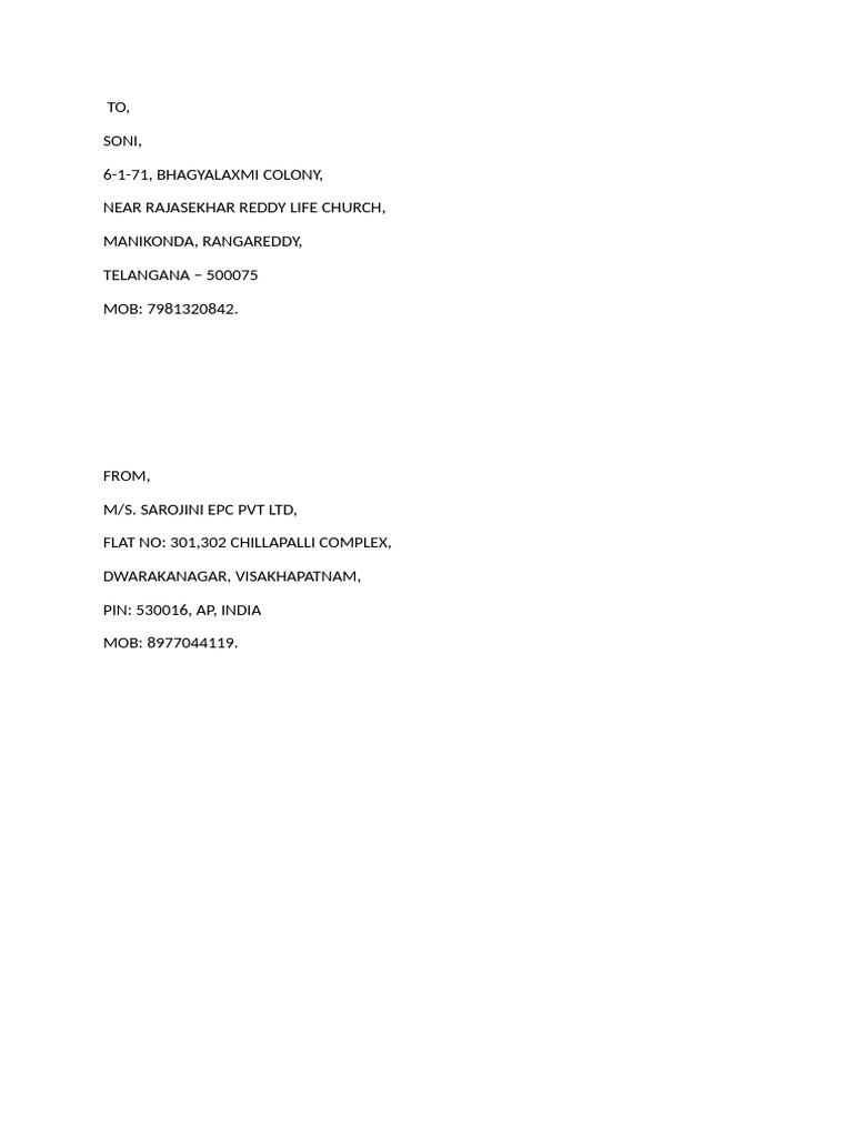 HYD Address 2 | PDF