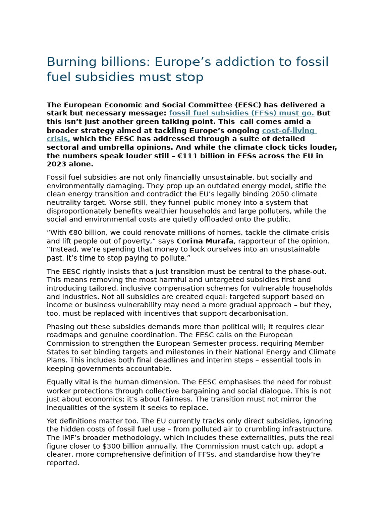Fossil Fuel Subsidies Must Stop | PDF | Cost Of Living | Subsidy