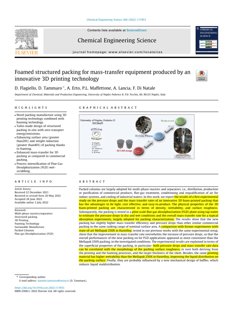 3D Printed Foamed Packing for FGD | PDF | Porosity | 3 D Printing