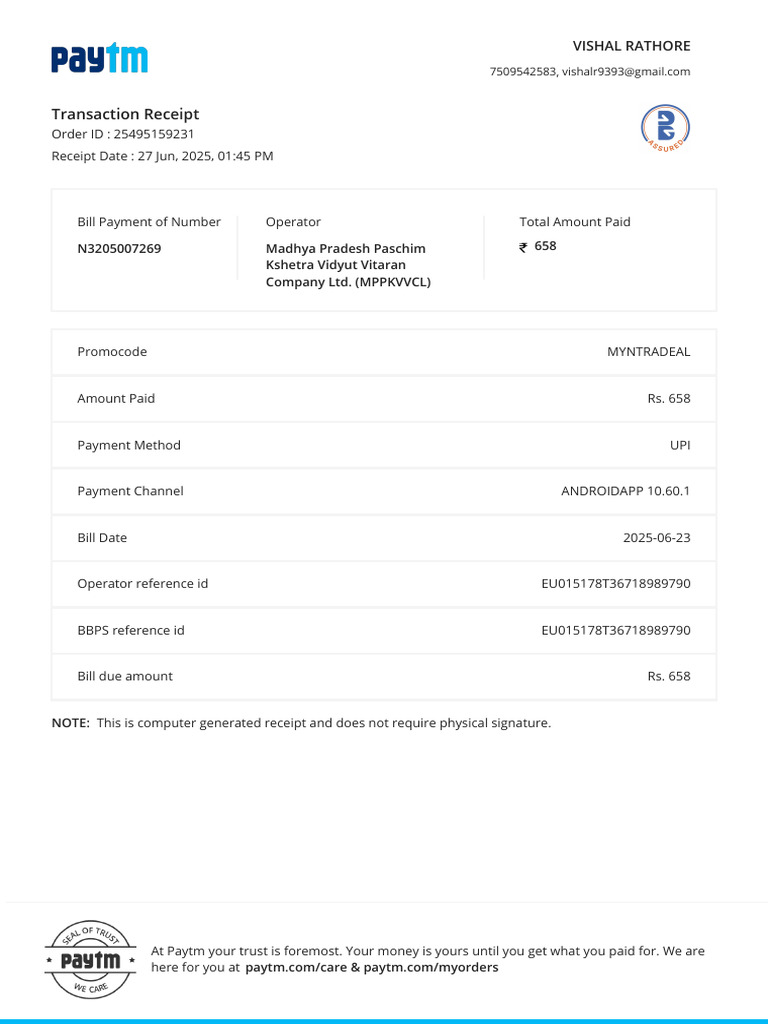 Vishal Rathore Personal Profile With Company Details | PDF