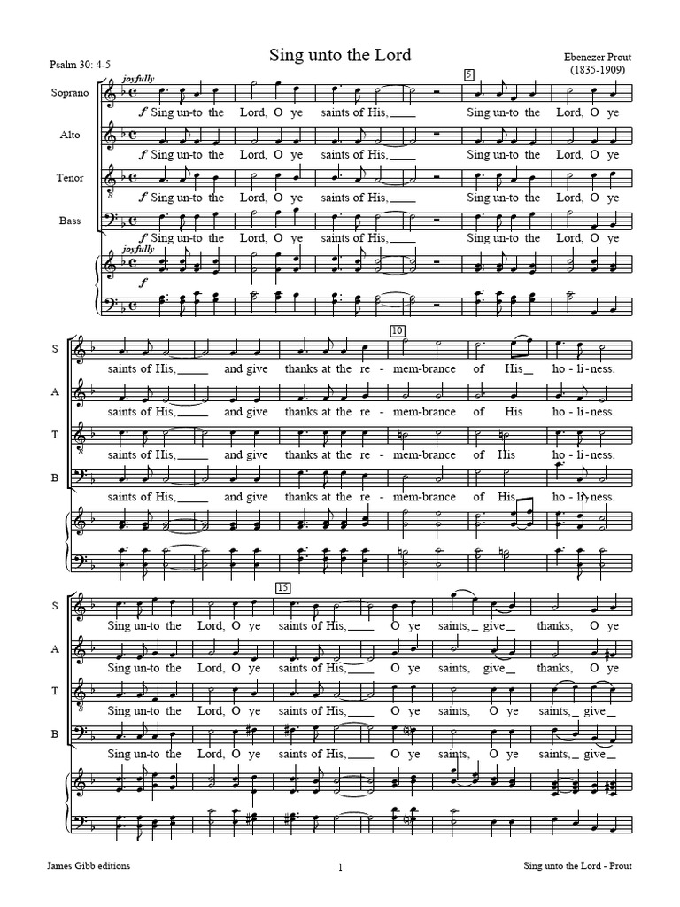 Sing Unto the Lord - Prout Edition | PDF | Vocal Music | Choral Music