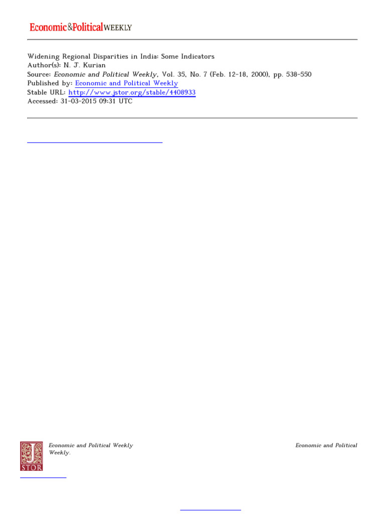 Widening Regional Disparities in India | PDF | Economic Growth | Poverty