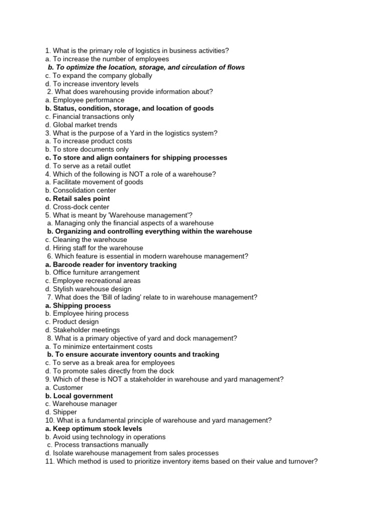 Logistics and Warehouse Management Insights | PDF | Warehouse | Logistics