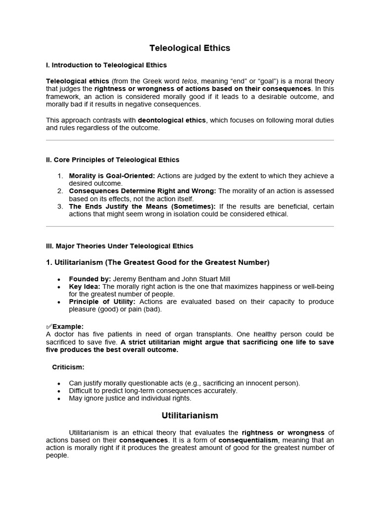 Teleological Ethics 2 | PDF | Utilitarianism | Pleasure