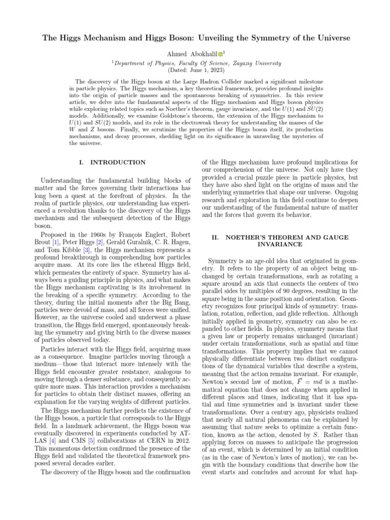 Higgs Mechanaism and Higgs Boson | PDF | Gauge Theory | Higgs Boson