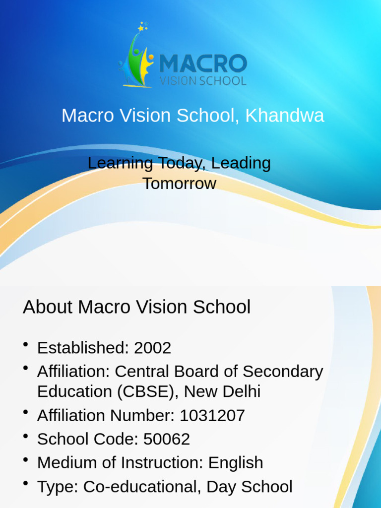 Macro Vision School - Top CBSE School in Khandwa | PDF | Educational ...