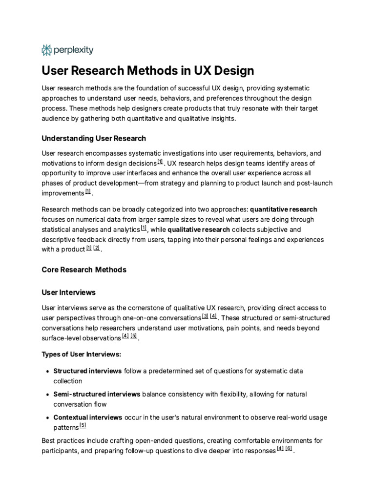 User Research Methods in UX Design | PDF | Usability | Qualitative Research