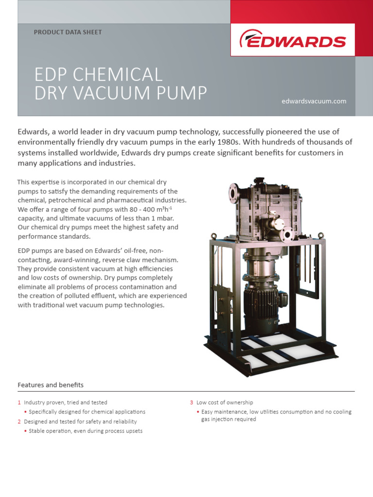 EDP400 Chemical Dry Vacuum Pump Data | PDF | Pump