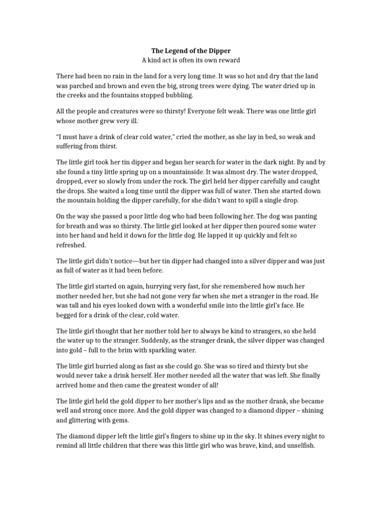 The Legend of the Dipper Summary | PDF