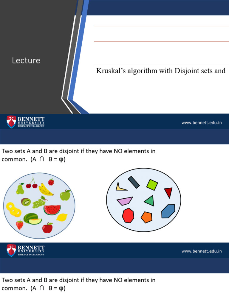 Disjoint Sets and Kruskal's Algorithm Guide | PDF | Applied Mathematics ...