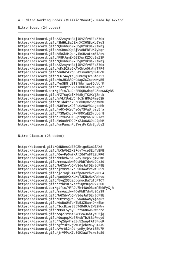 Nitro Codes | PDF