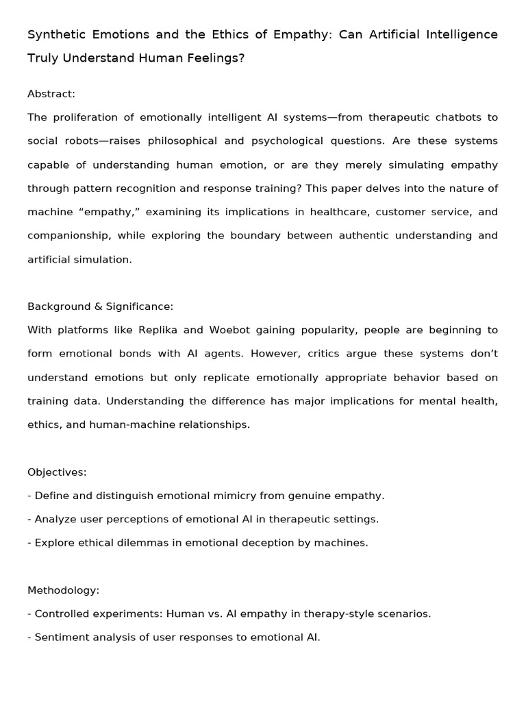 Ethics of AI Empathy and Emotions | PDF