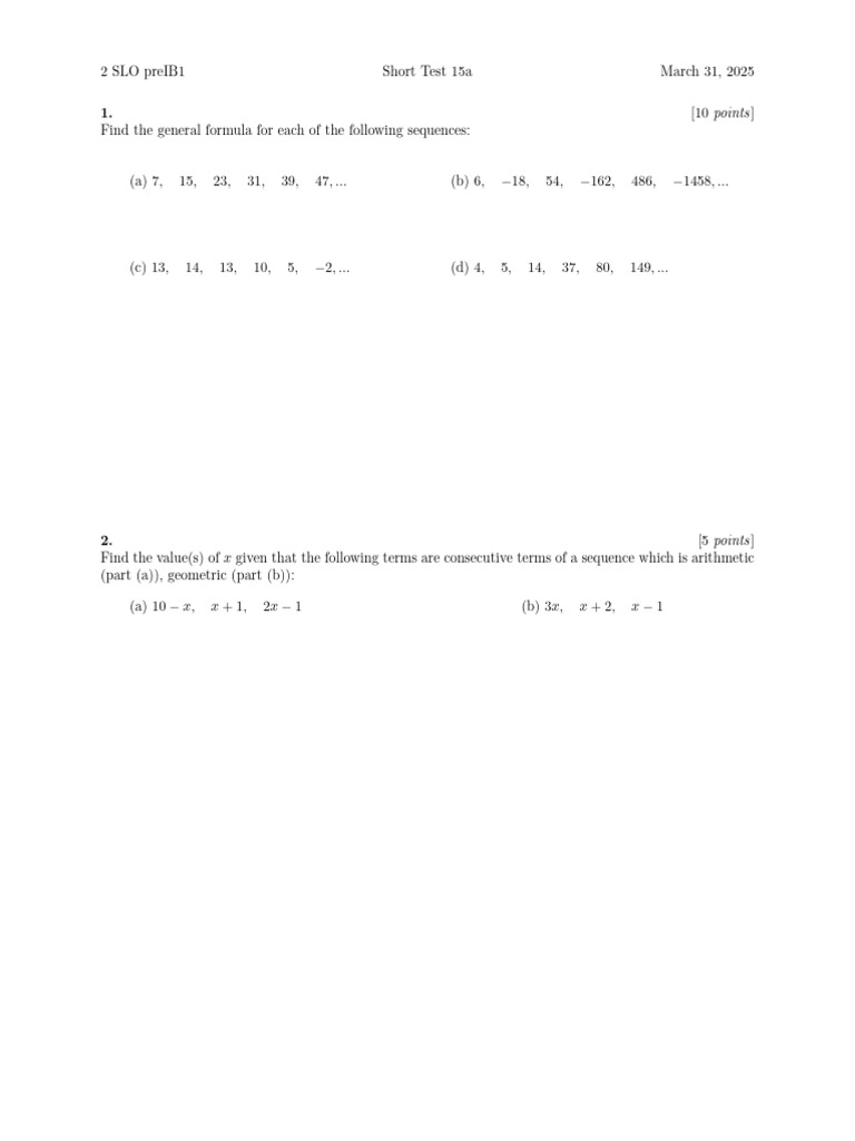 Short Test 15a | PDF