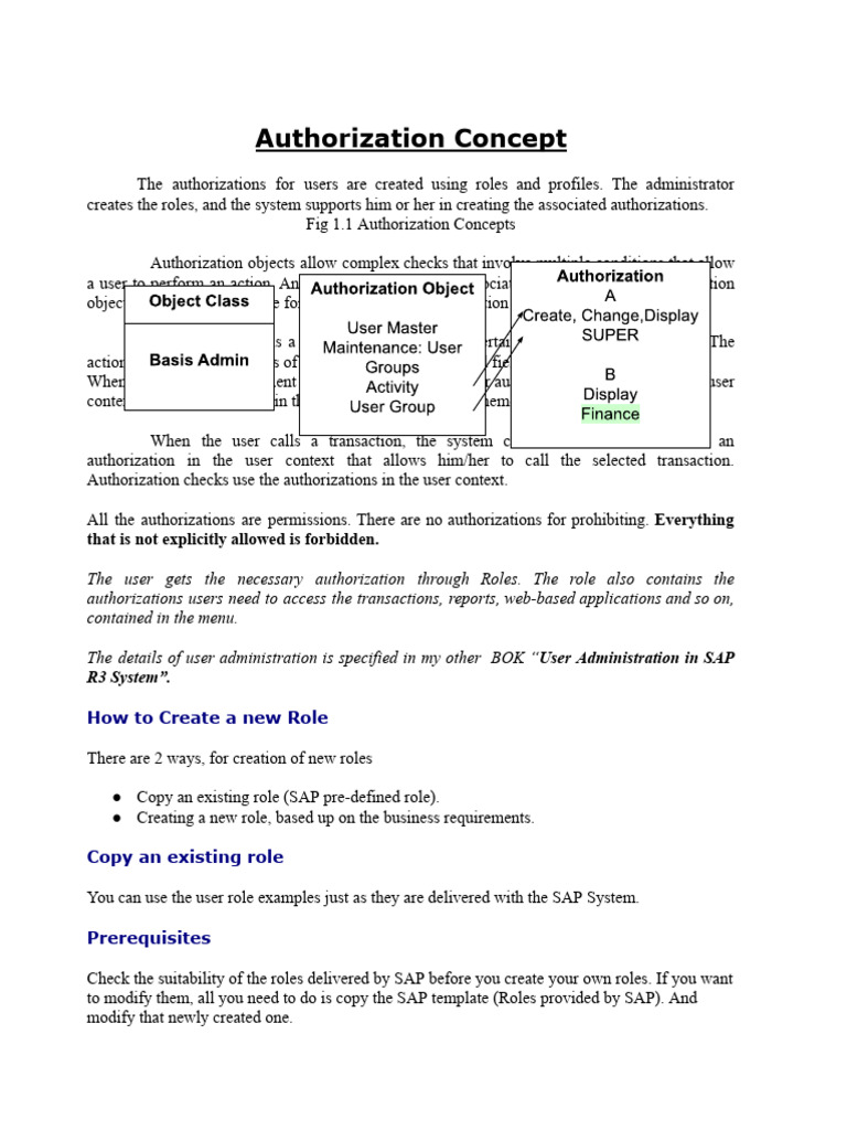 Authorisation Concept in Sap - Doc Google Docs | PDF | Menu (Computing ...