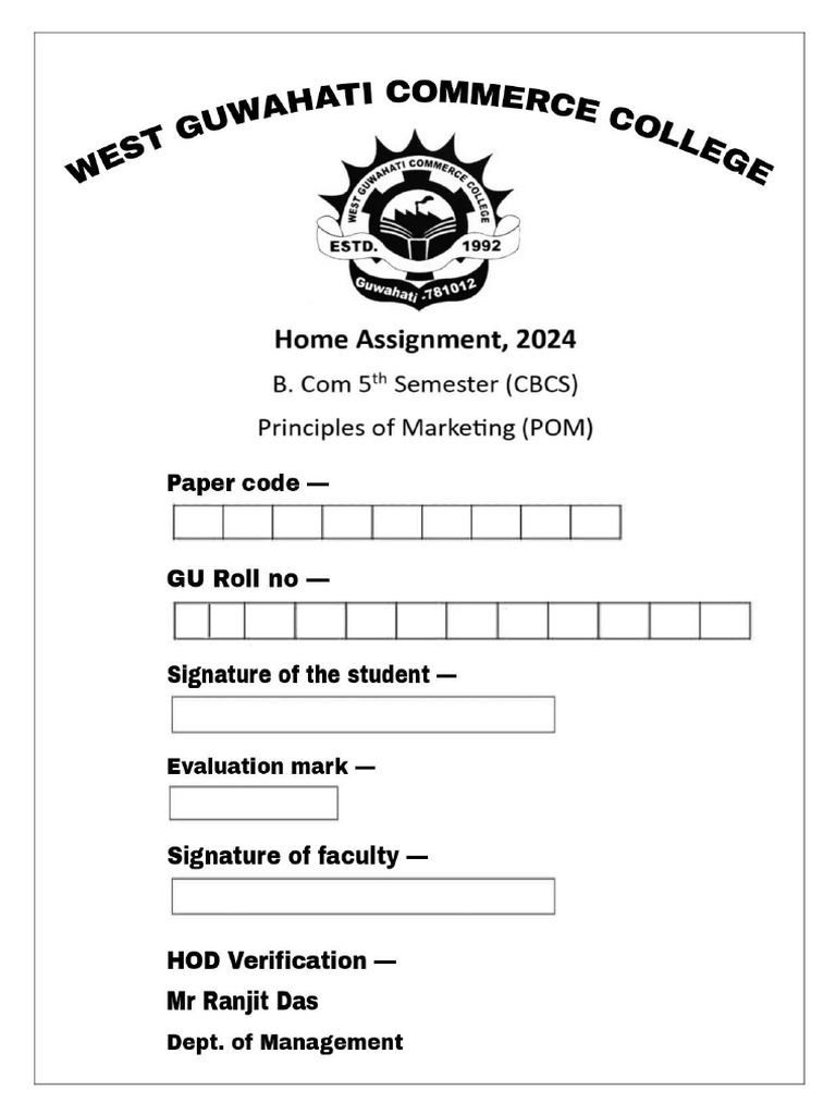Pom Assignment Front Page | PDF