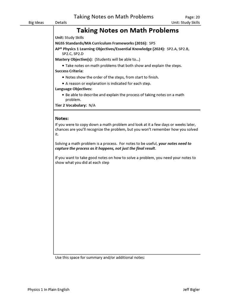 01d - Notes On Math Problems | PDF | Force | Mathematics
