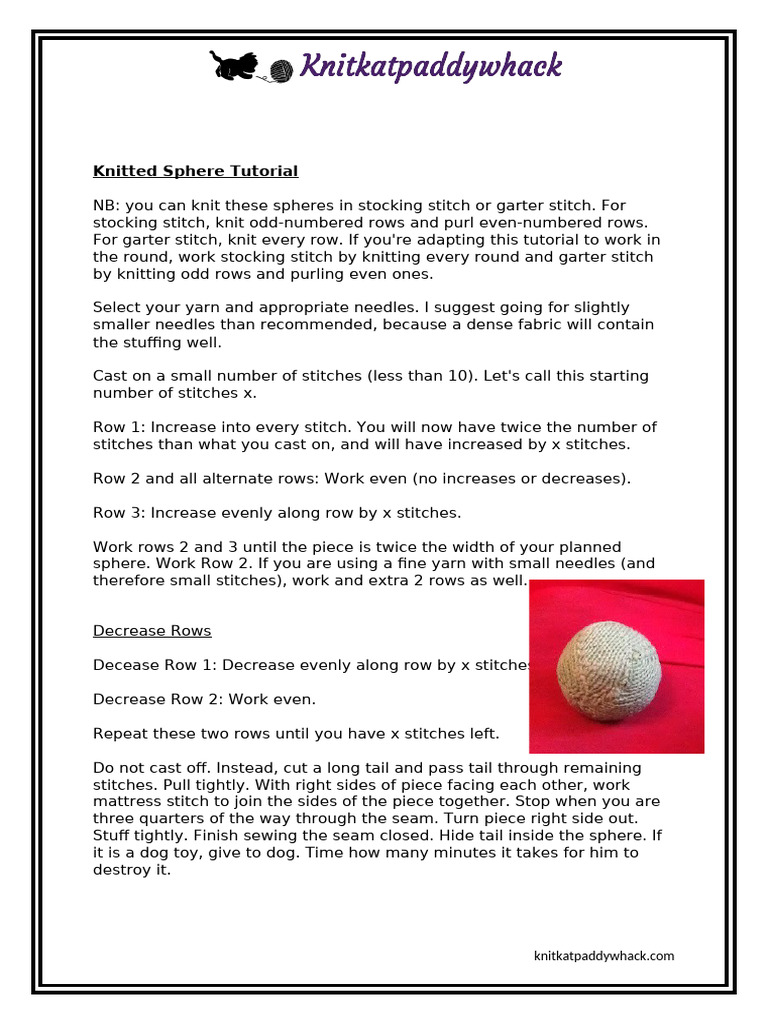 Knitted Sphere Tutorial Guide | PDF