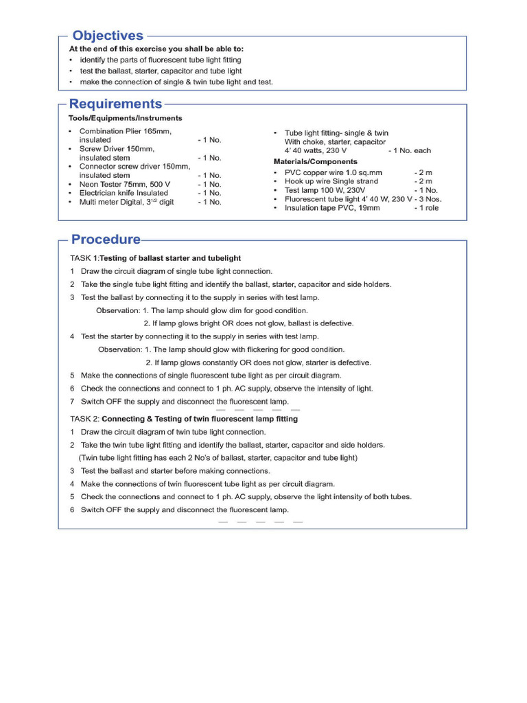 CITS - Electrician - Trade Practical | PDF