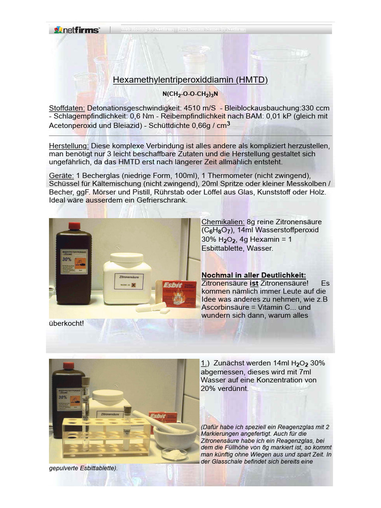 HMTD Synthese | PDF