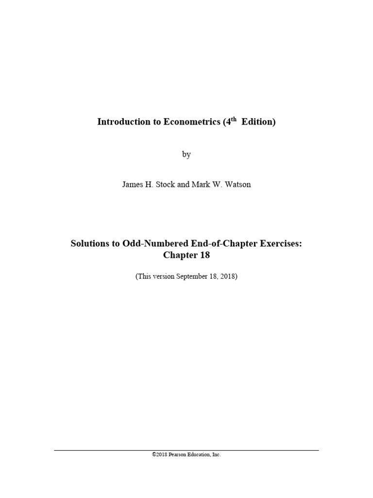 Econometrics Chapter 18 Exercise Solutions | PDF | Ordinary Least ...