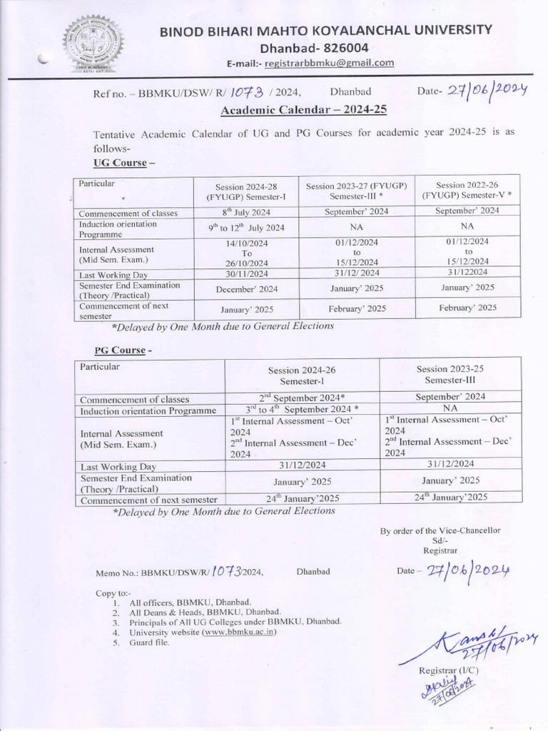 Academic Calender 2024 25 | PDF