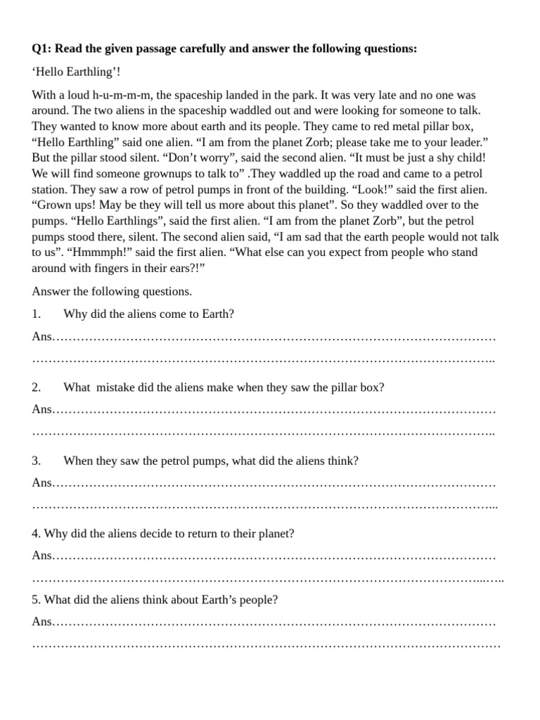English Reading Comprehension Exercises | PDF