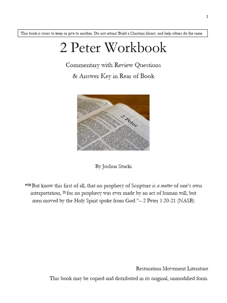 Commentary On 2 Peter WORKBOOK | PDF | Saint Peter | Eucharist
