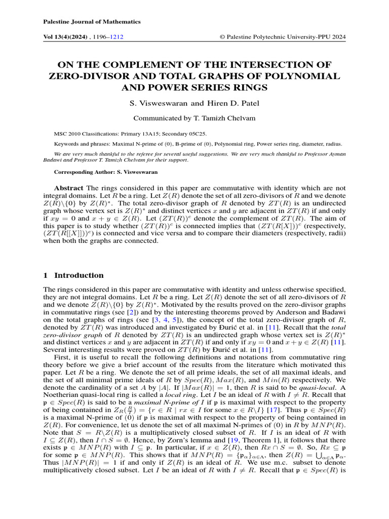 PJM 13 (4) 2024 1196 To 1212 | PDF | Vertex (Graph Theory) | Mathematics