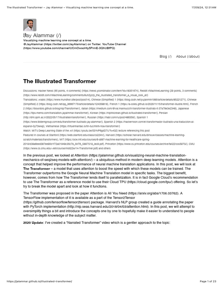 Illustrated Transformer Explained | PDF | Systems Theory | Artificial ...