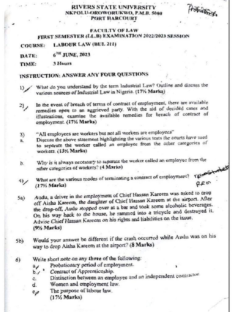 Past Question LLB 2 1 | PDF