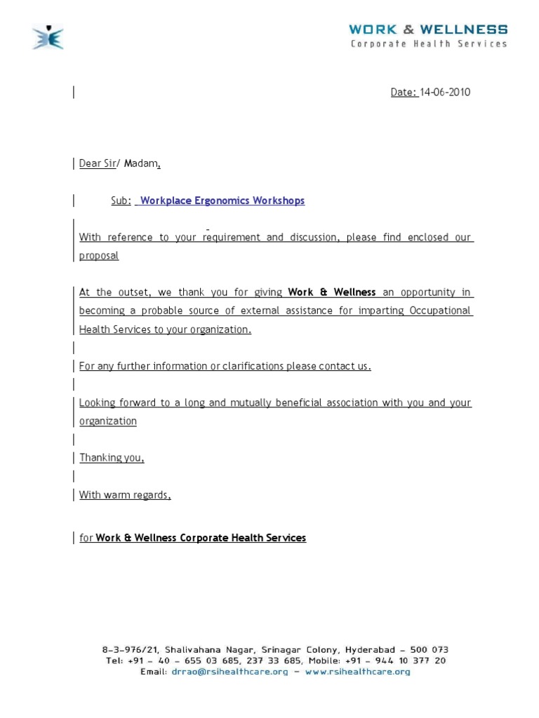 Workplace Ergonomics Proposal Human Factors And Ergonomics