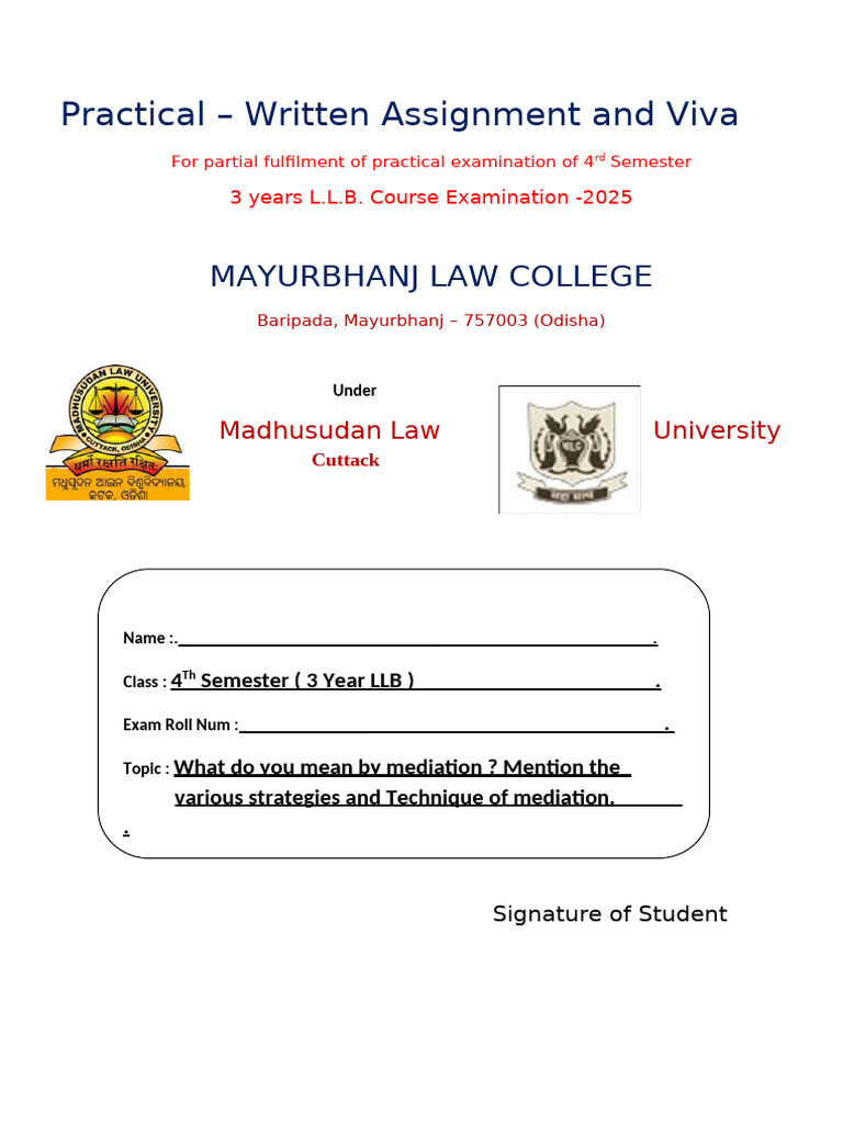 Mediation Strategies for LLB Assignment | PDF