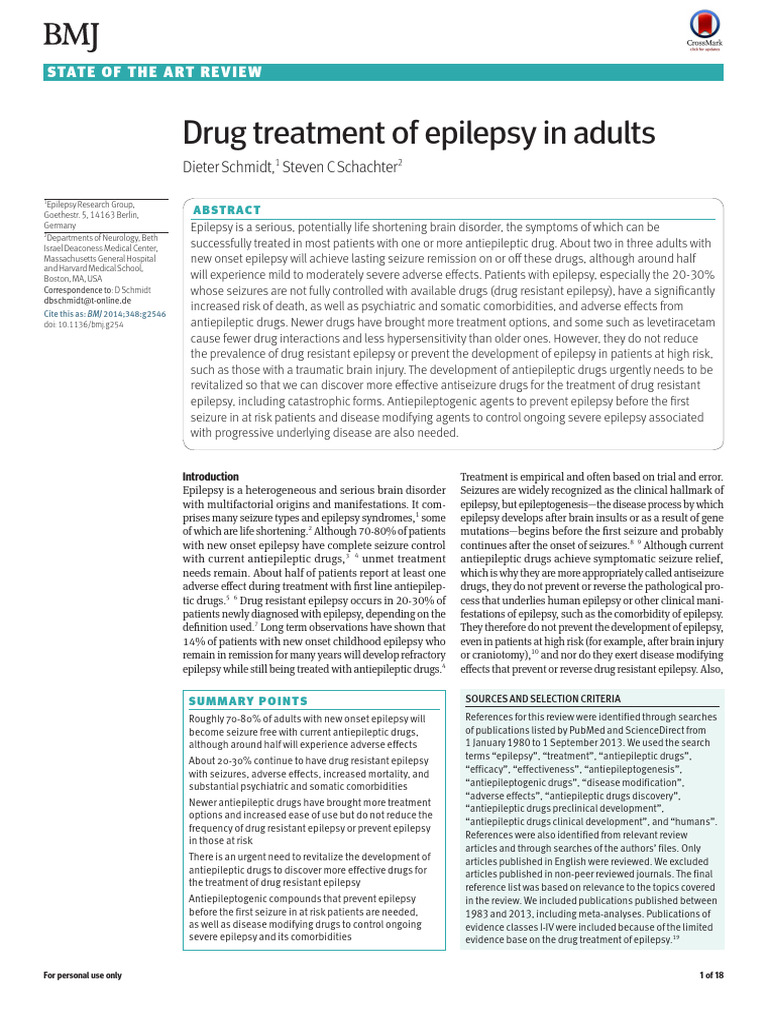Bmj.g254.Full Drug Treatment of Epilepsy in Adults | PDF | Epilepsy ...