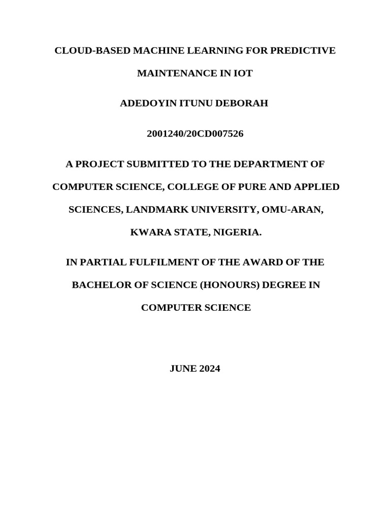 Cloud-Based IoT Predictive Maintenance | PDF | Support Vector Machine ...