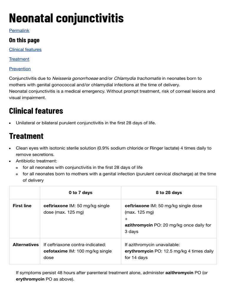 Neonatal Conjunctivitis - MSF Medical Guidelines | PDF | Medical ...