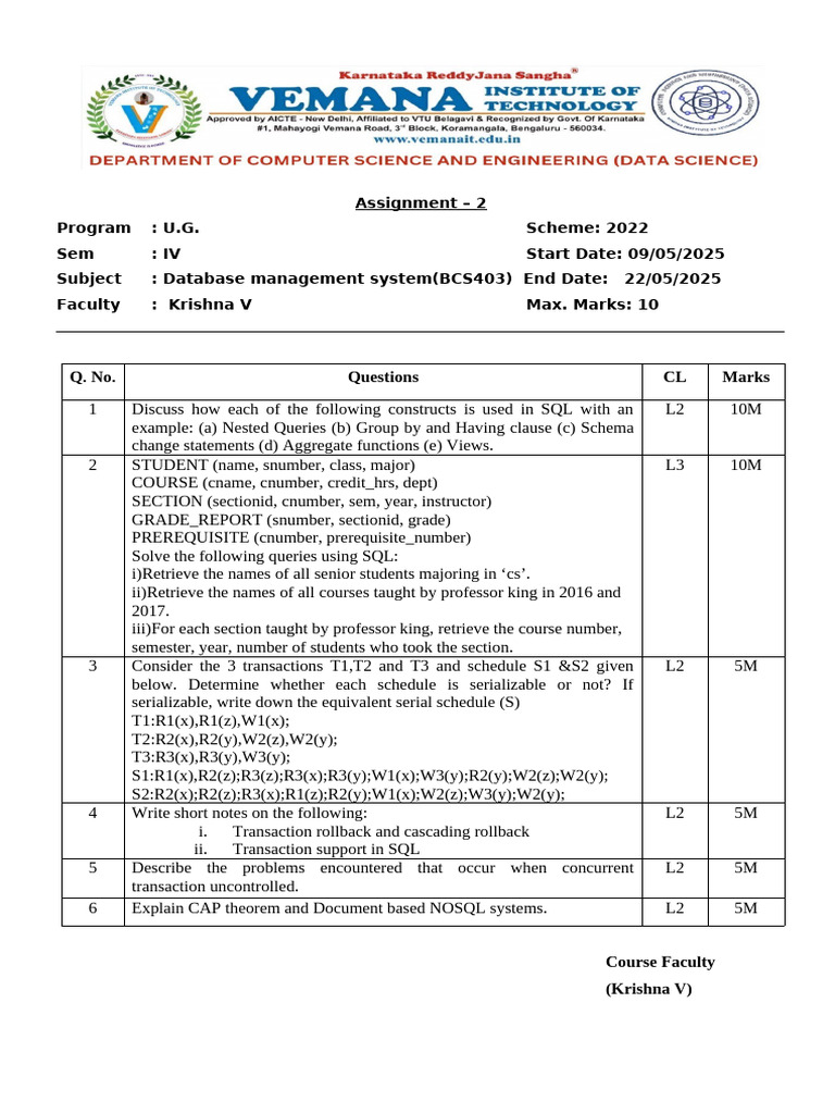 4 DBMS Assignment 2-2025 | PDF | Information Technology Management ...