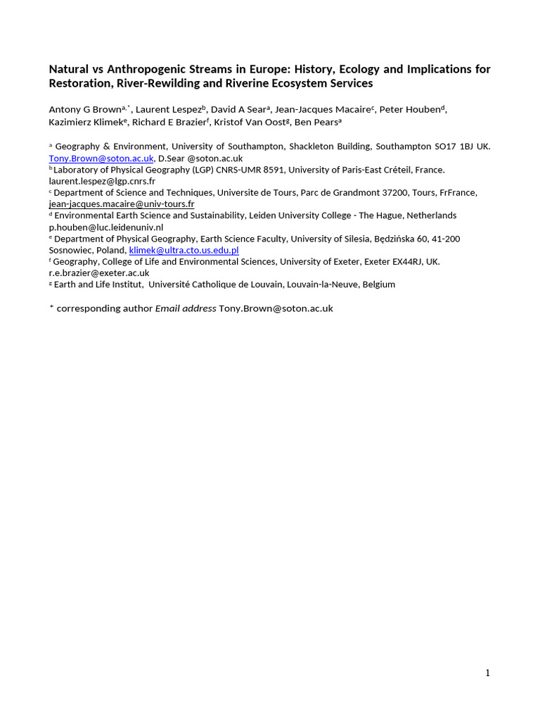 European Stream Restoration Challenges | PDF | Floodplain | Ecology