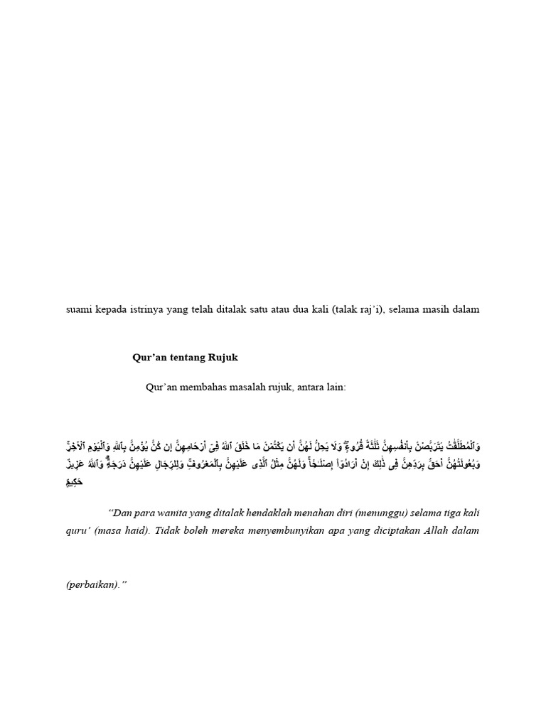 Dalil Rujuk dalam Islam: Ayat dan Hadis | PDF