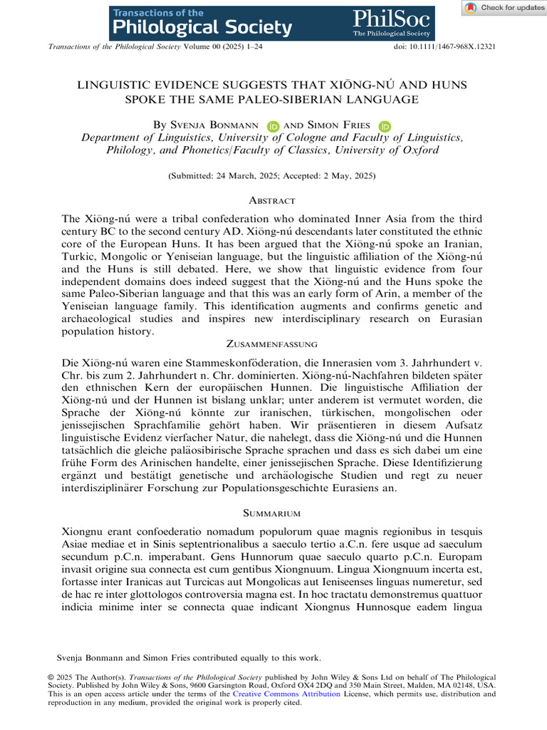Xiōng-nú and Huns: Common Language Evidence | PDF | Huns | Iranian Peoples