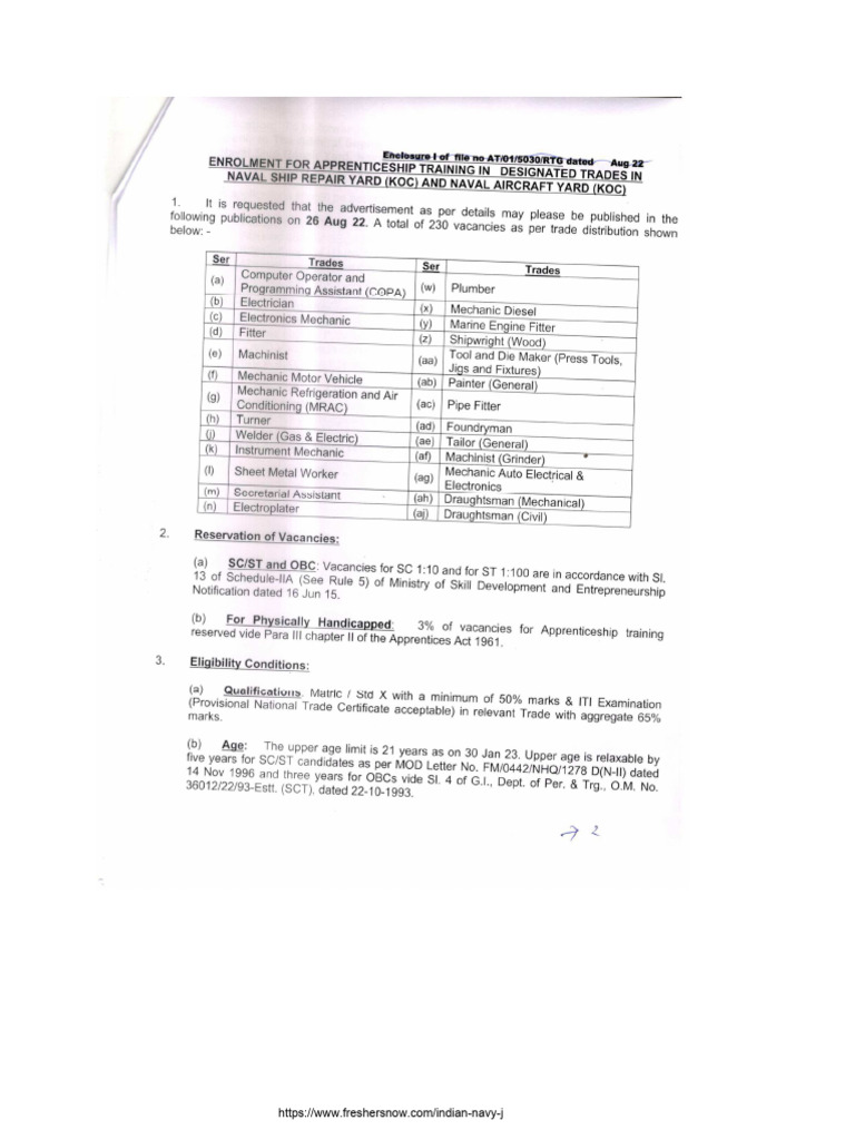 Indian Navy Apprentice Vacancy & Application Form | PDF