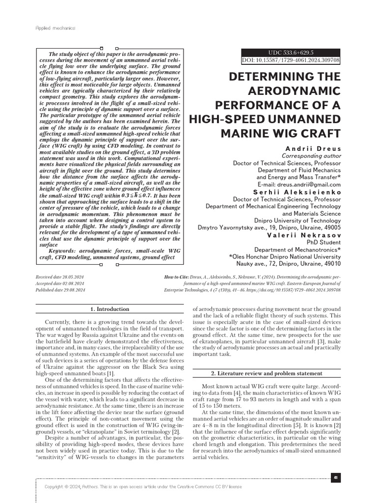 Aerodynamics of High-Speed WIG Craft | PDF | Lift (Force) | Aerodynamics