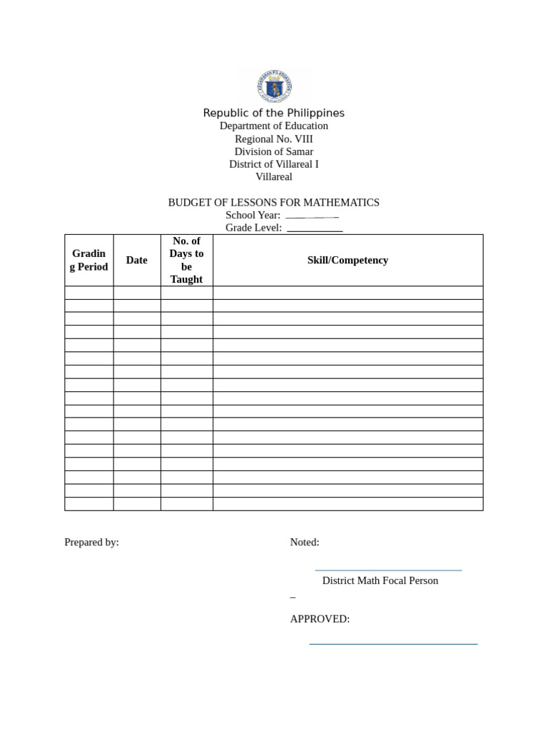 Mathematics Budget Lessons Overview | PDF