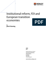 Institutional Reform, FDI and European Transition Economies Institutional Reform, FDI and European Transition Economies