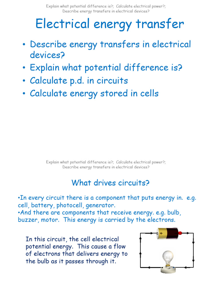 A3.1.2 Electrical Energy Transfer | PDF | Voltage | Volt