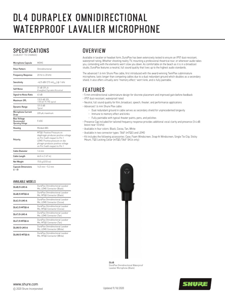DuraPlex Waterproof Lavalier Microphone | PDF | Microphone | Headphones