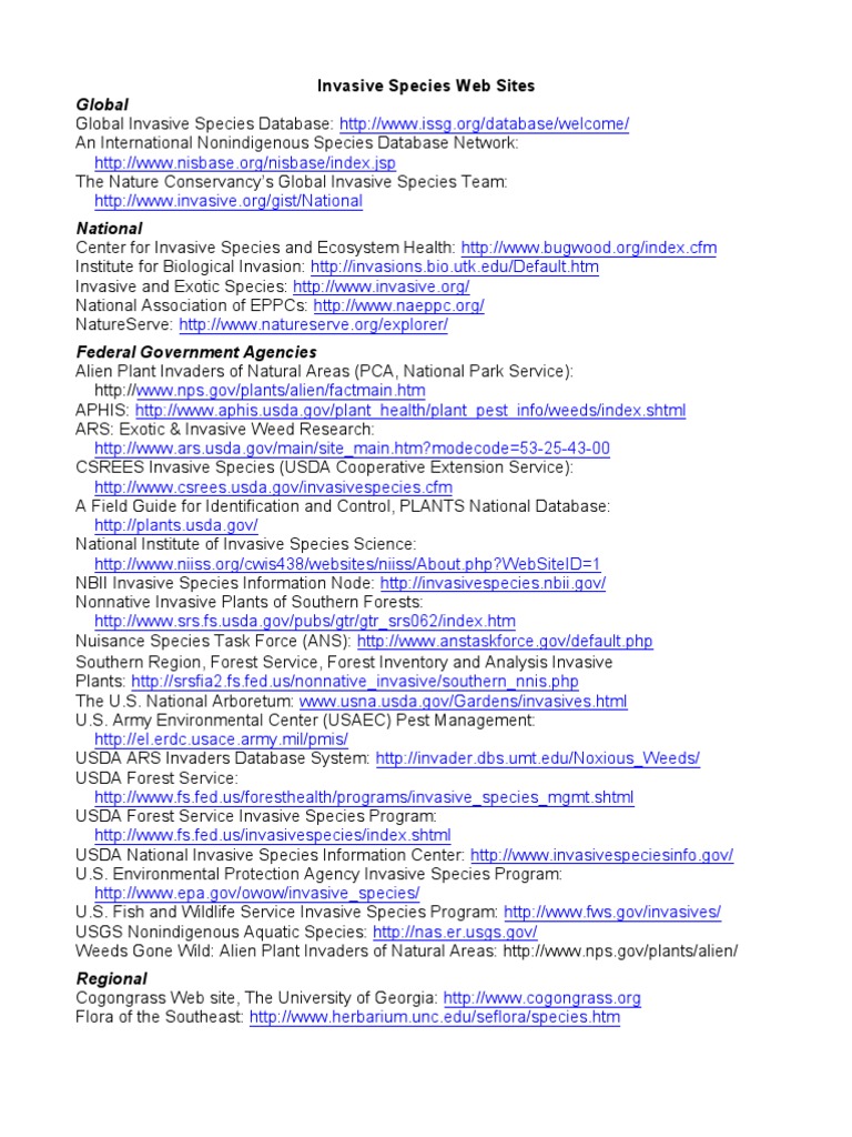 Comprehensive Invasive Species Resources | PDF | Invasive Species ...