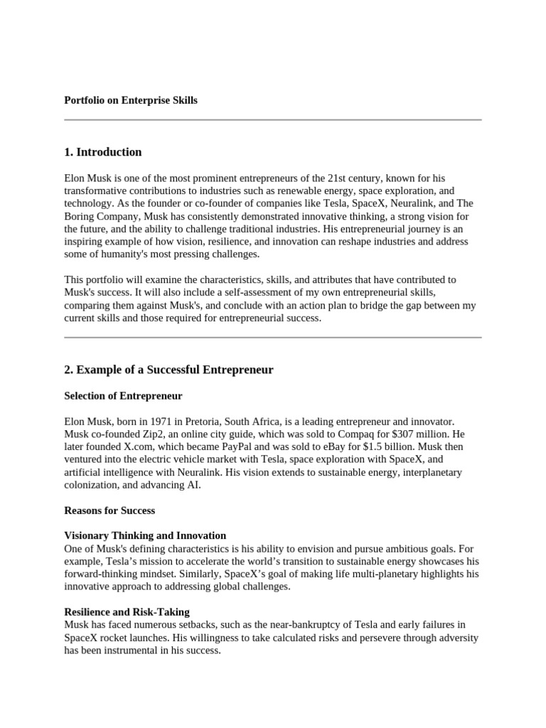 An Example of A Successful Entrepreneur | PDF | Elon Musk ...